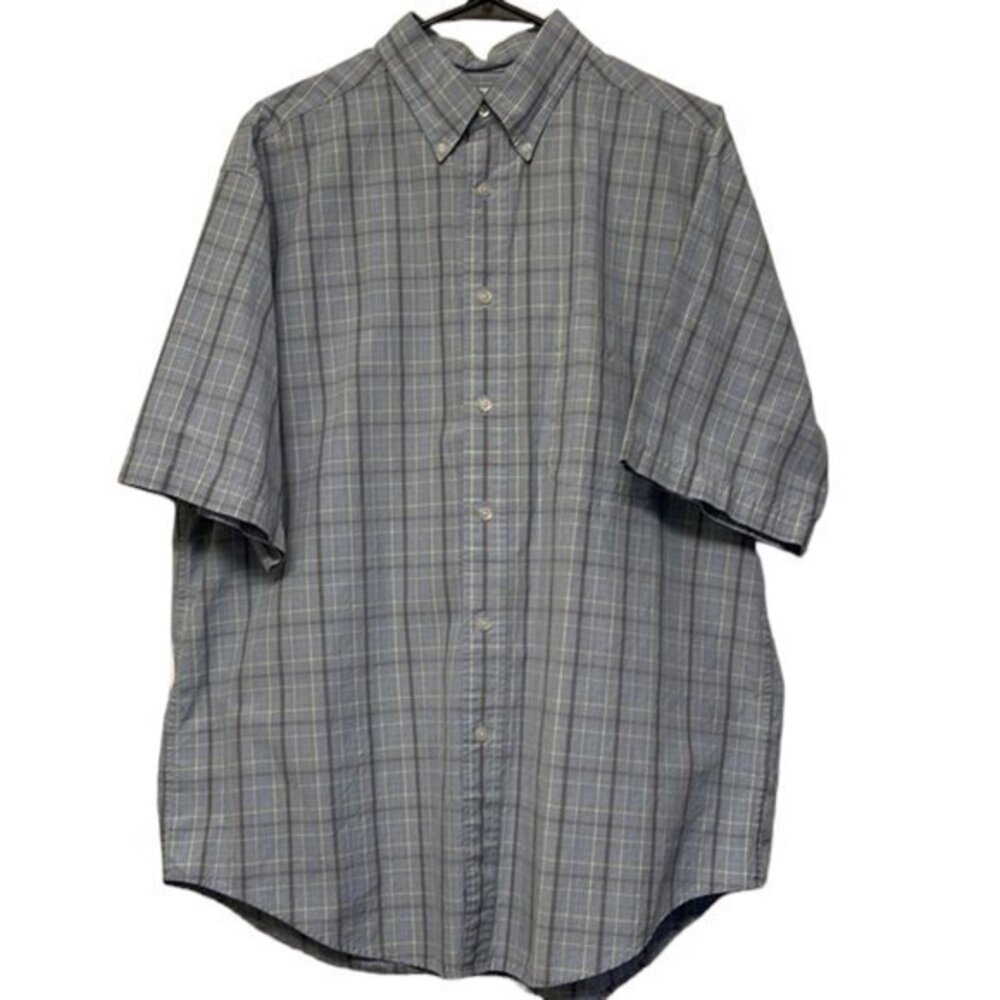 Turnberry Blue Plaid Checkered Blue White Button Down Shirt Size Large EUC #4637